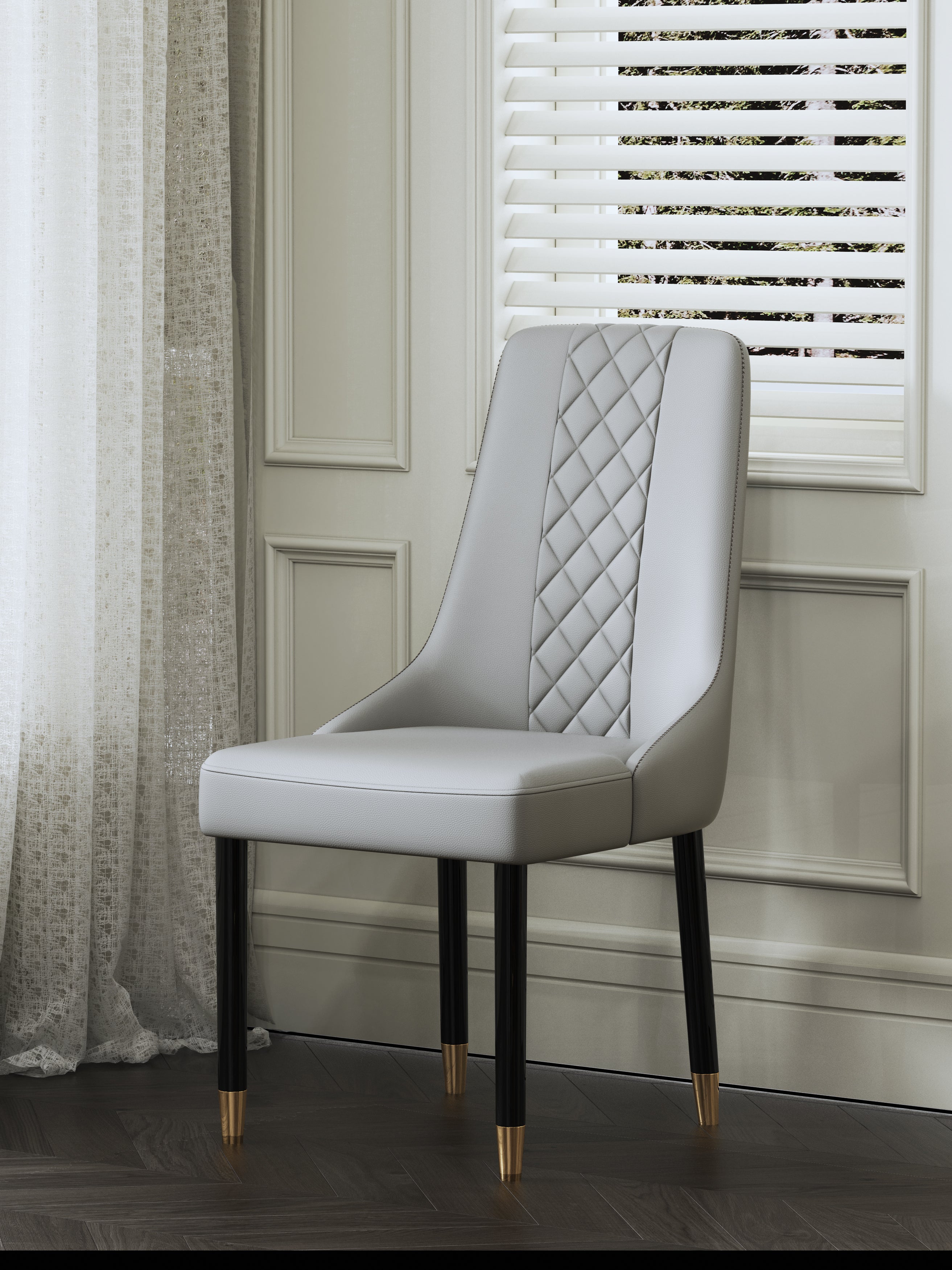 Gold-Tone Microfiber-Leather Dining Chair