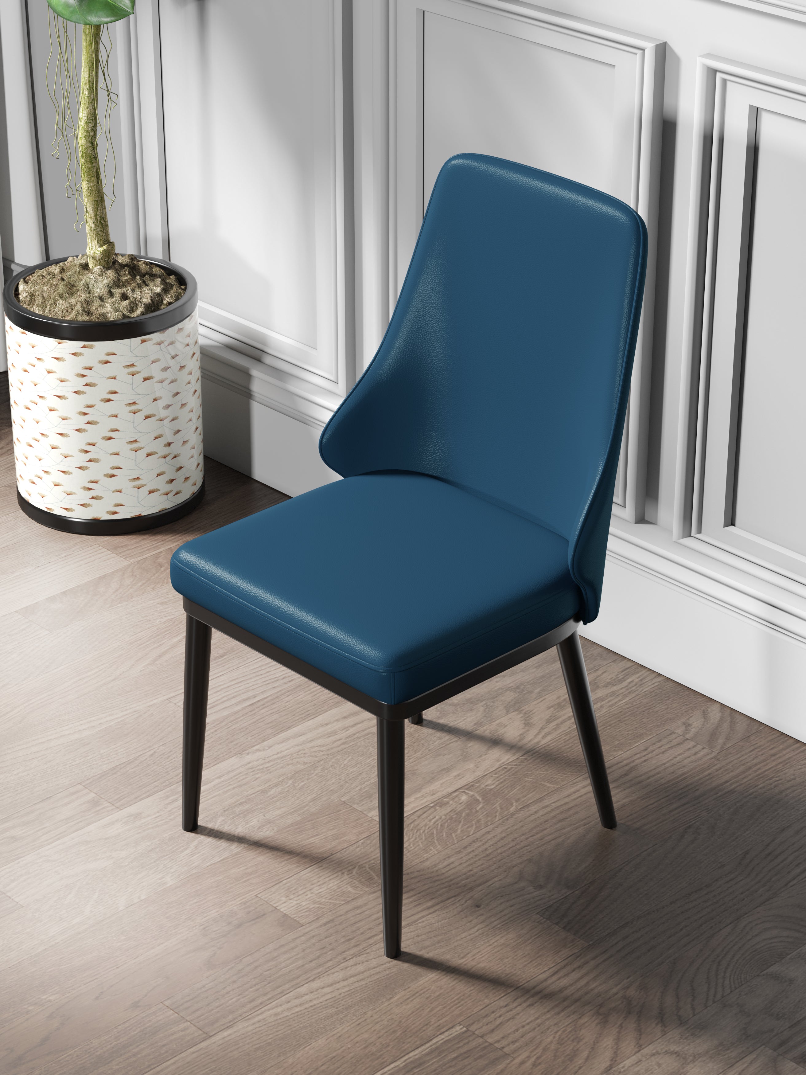 Metal-Frame Microfiber-Leather Dining Chair