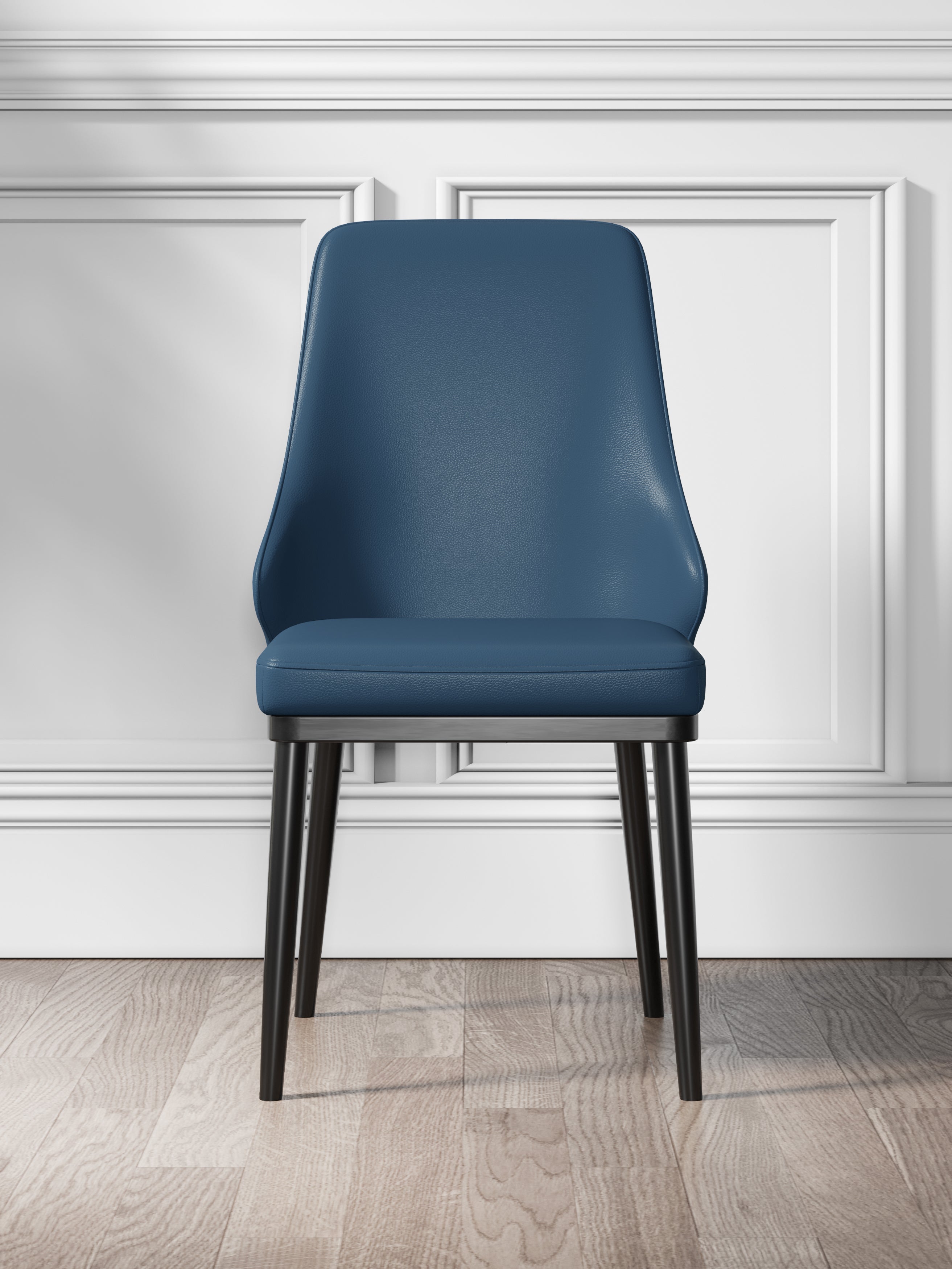 Metal-Frame Microfiber-Leather Dining Chair