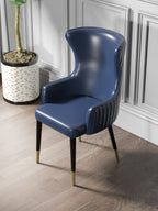 Metal-Frame Microfiber-Leather Dining Chair