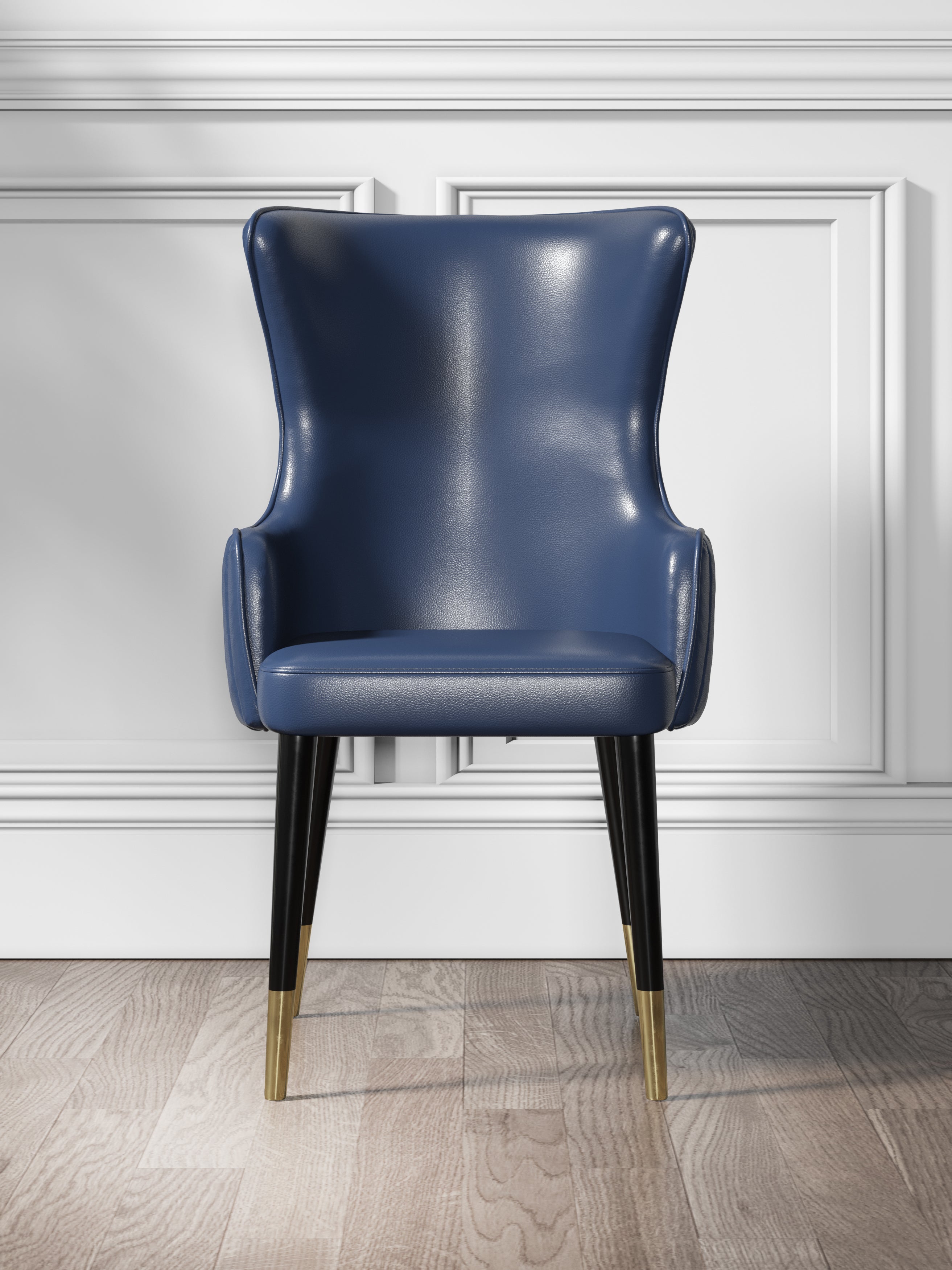Metal-Frame Microfiber-Leather Dining Chair