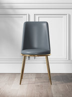 Metal-Frame Microfiber-Leather Dining Chair
