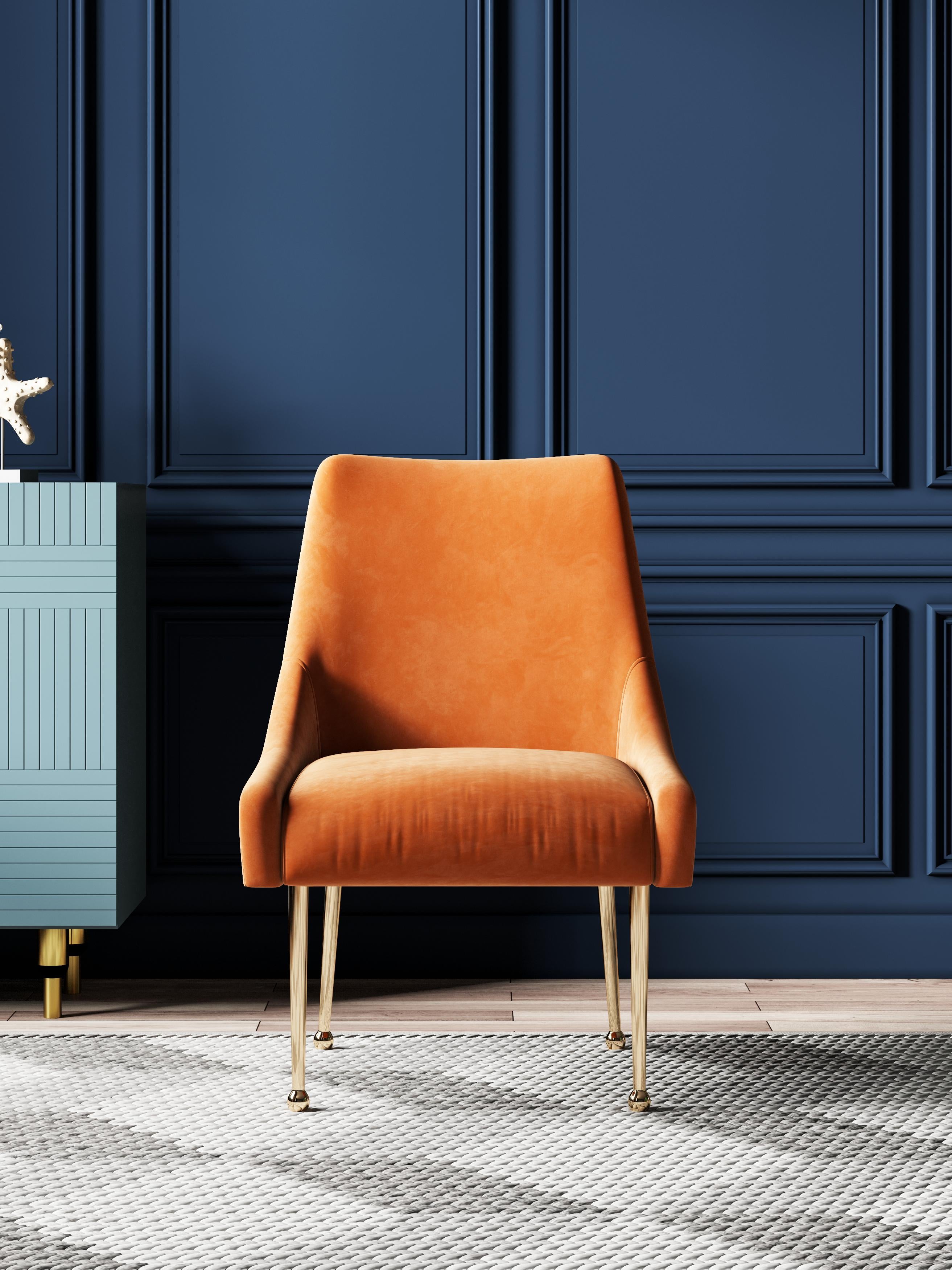 Wood-Frame Metal-Frame Velvet Dining Chair