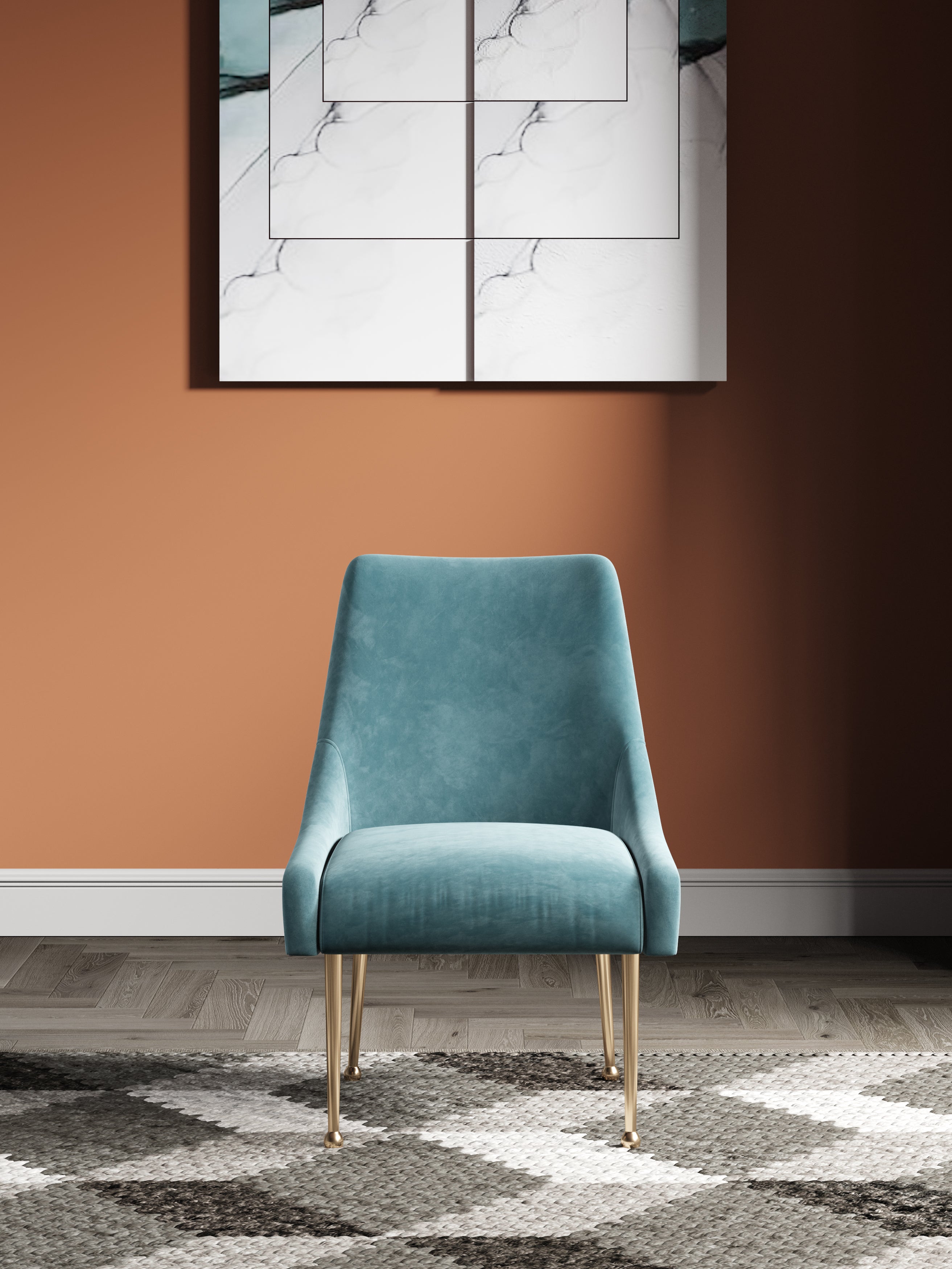 Wood-Frame Metal-Frame Velvet Dining Chair