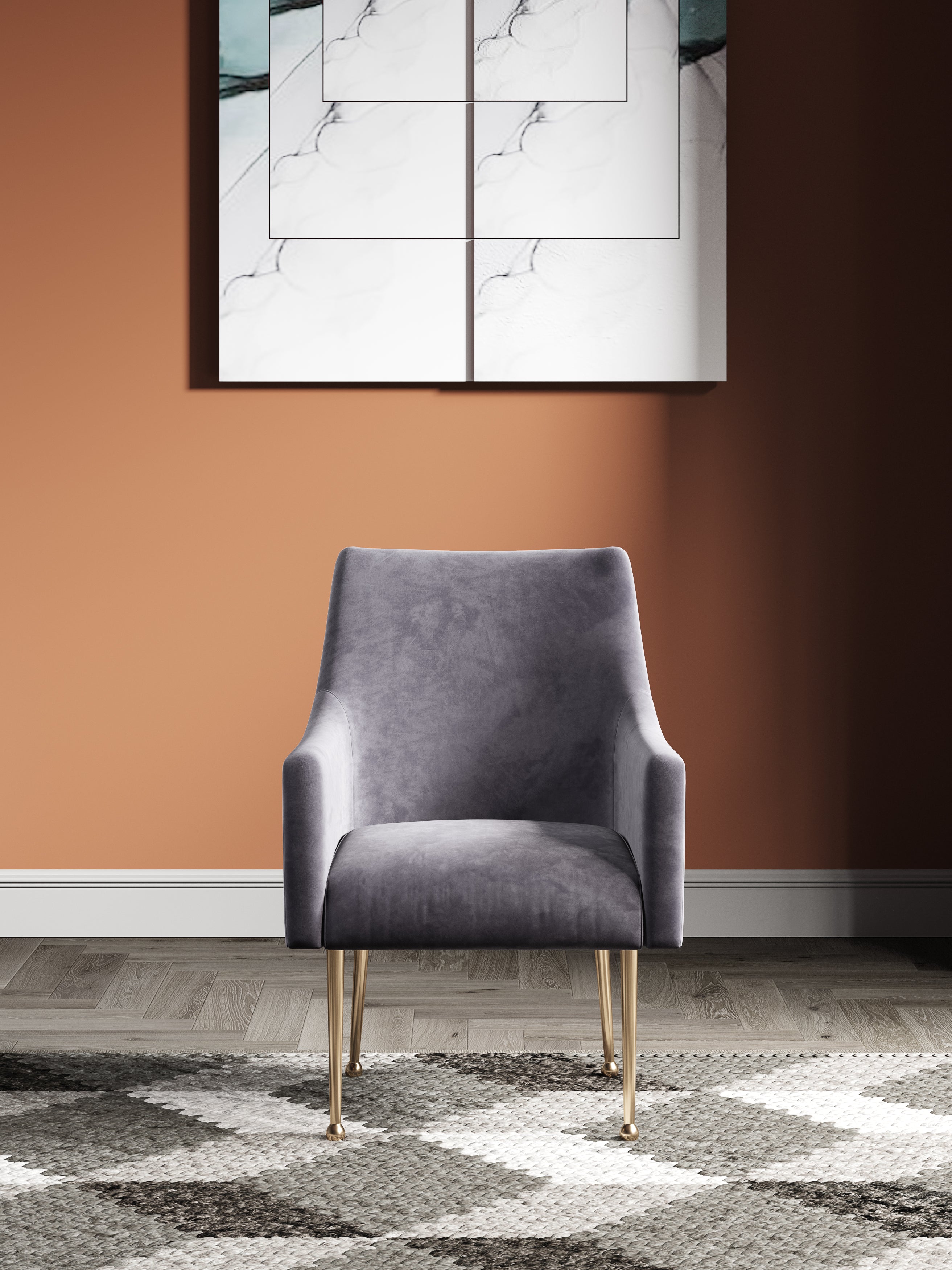 Wood-Frame Metal-Frame Velvet Dining Chair