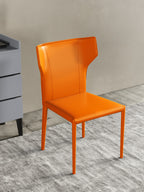 Metal-Frame Saddle-Leather Dining Chair