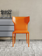 Metal-Frame Saddle-Leather Dining Chair