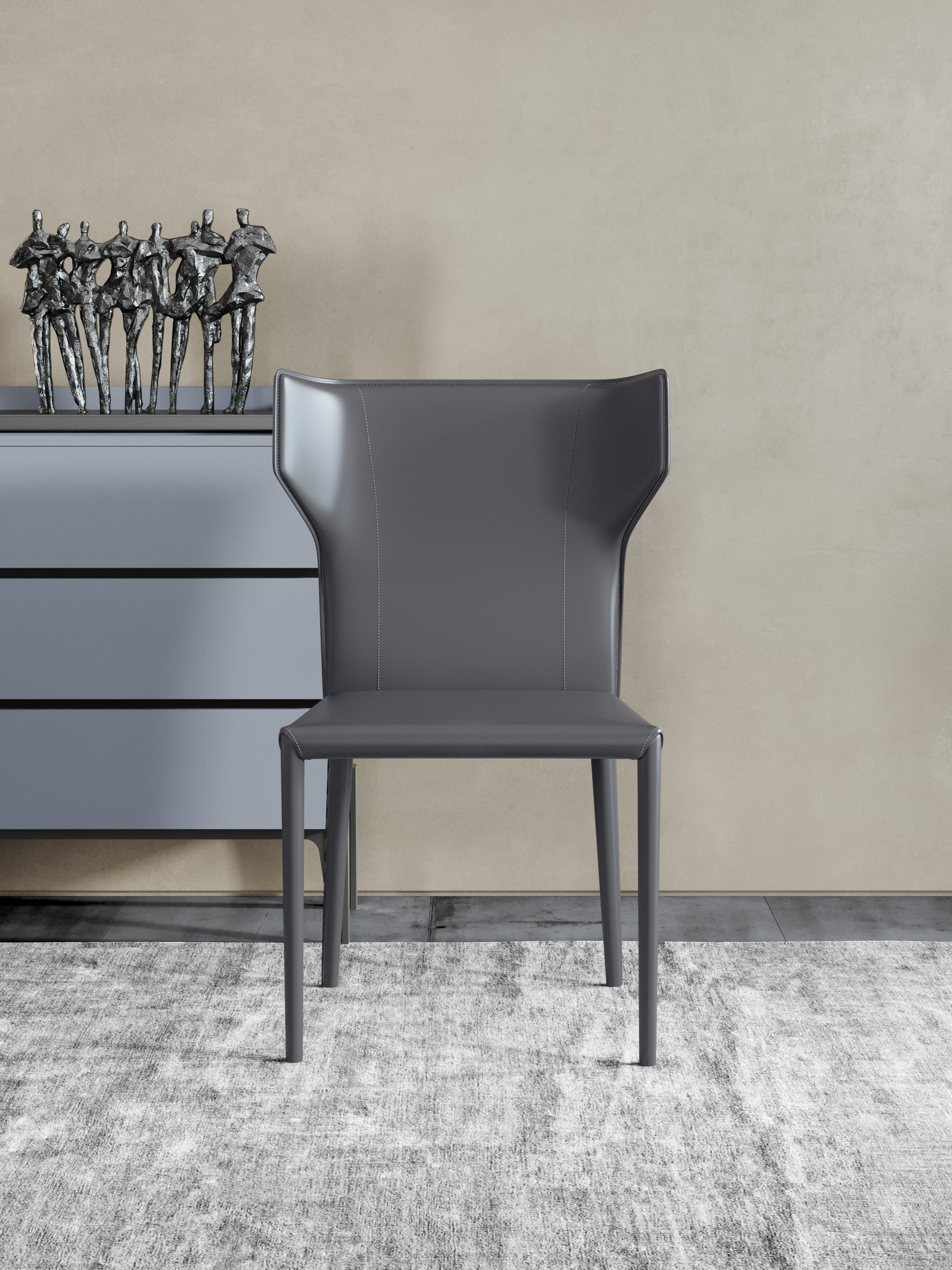 Metal-Frame Saddle-Leather Dining Chair