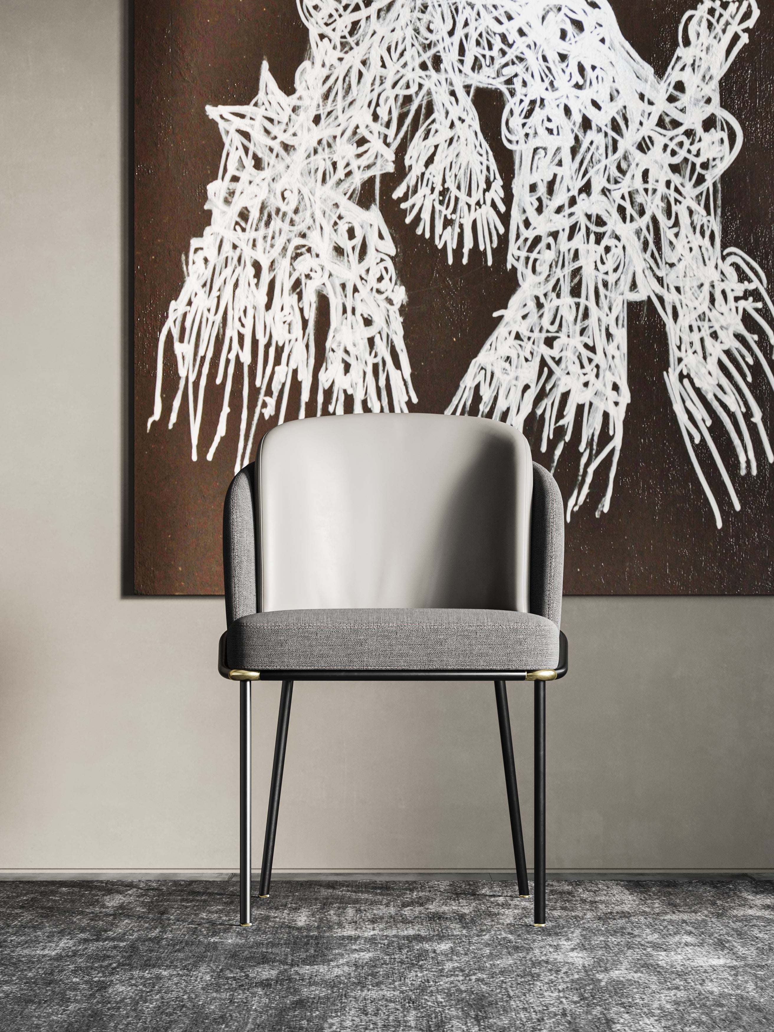 Gold-Tone Microfiber-Leather Dining Chair