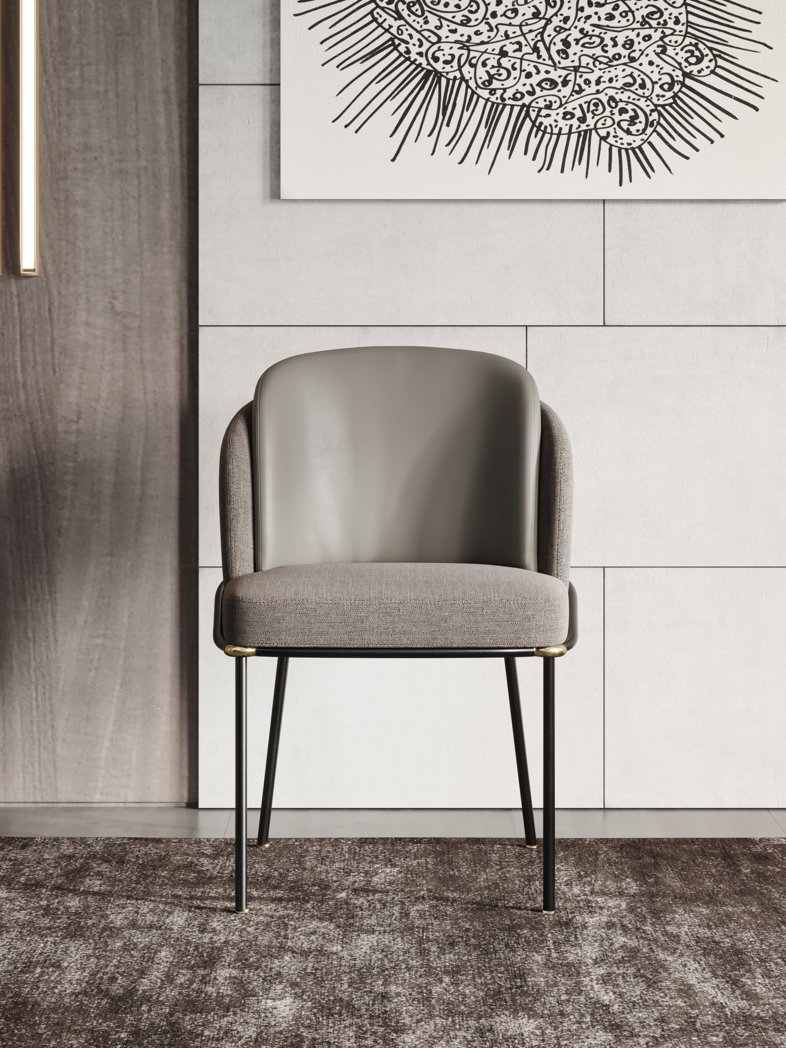 Gold-Tone Microfiber-Leather Dining Chair
