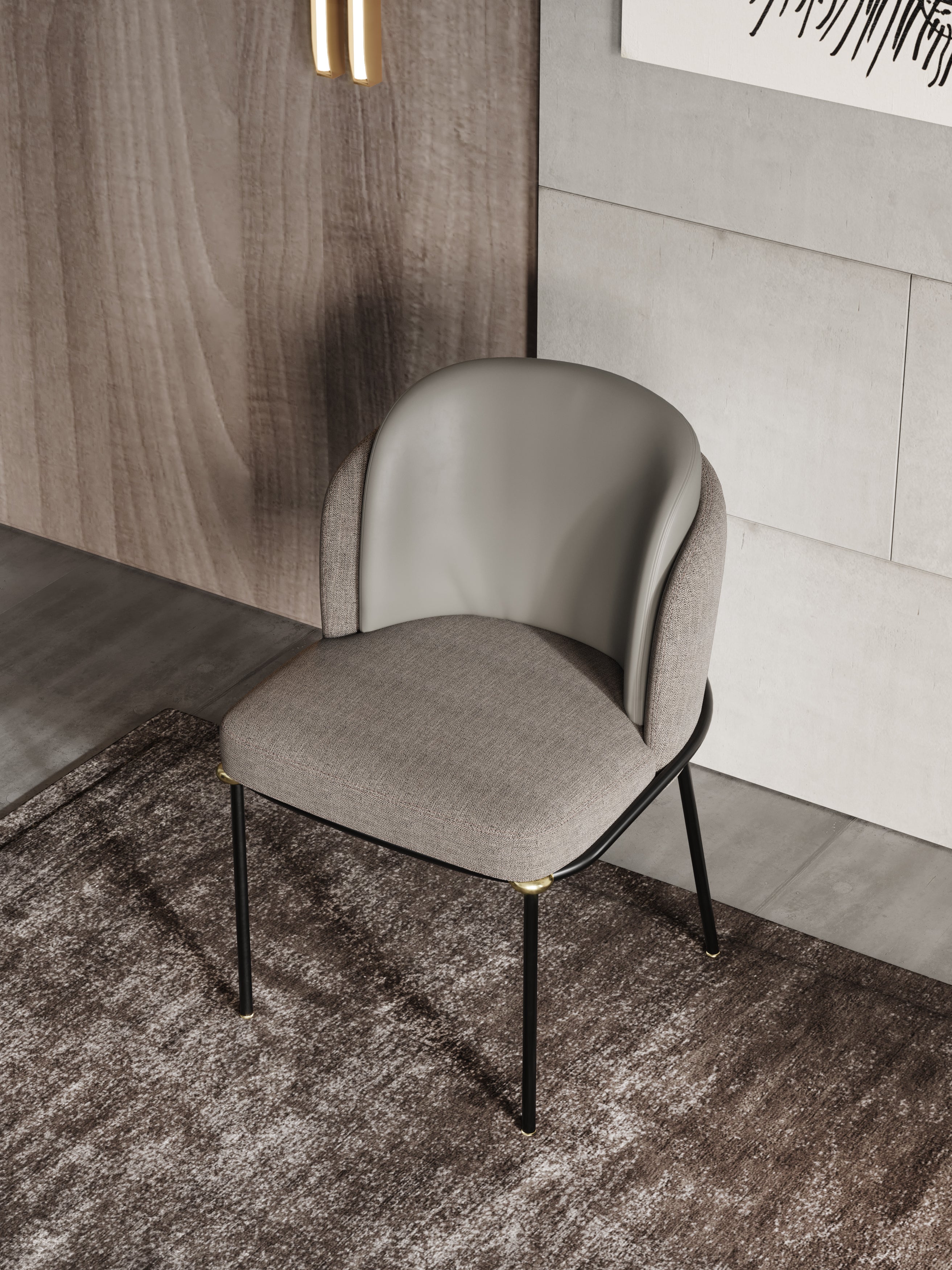 Gold-Tone Microfiber-Leather Dining Chair