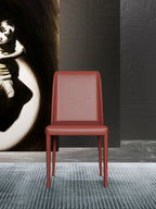 Metal-Frame Saddle-Leather Dining Chair