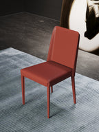 Metal-Frame Saddle-Leather Dining Chair