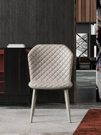 Metal-Frame Microfiber-Leather Dining Chair