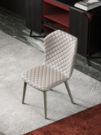 Metal-Frame Microfiber-Leather Dining Chair