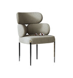 Microfiber Leather And Metal And Matt Black Brass Cap Dining Chair
