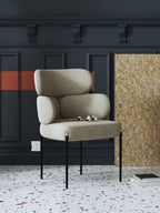 Microfiber Leather And Metal And Matt Black Brass Cap Dining Chair