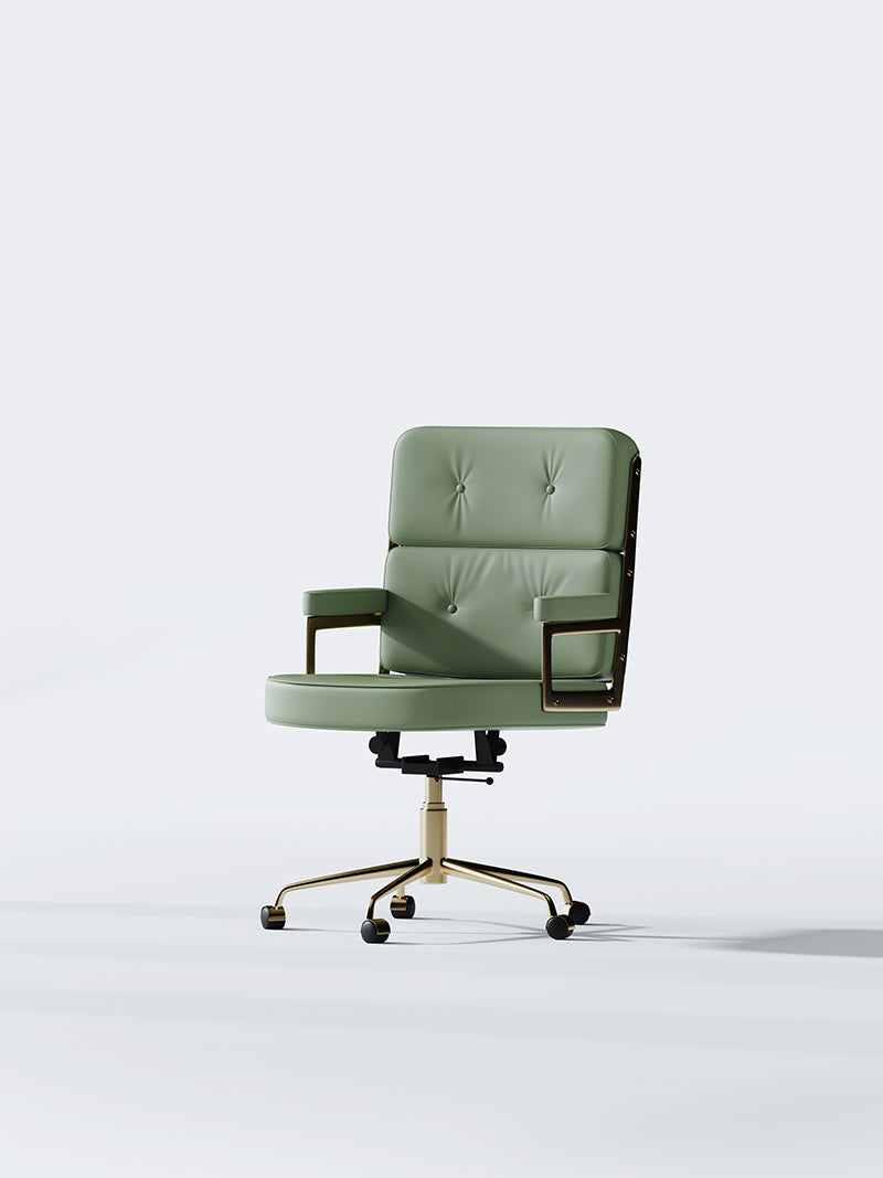 Brushed Gold Synthetic-Leather Office Chair