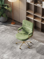 Brushed Gold Synthetic-Leather Office Chair
