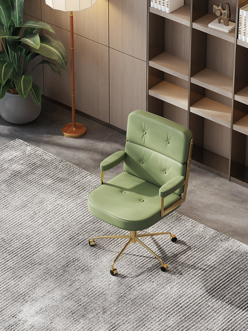 Brushed Gold Synthetic-Leather Office Chair