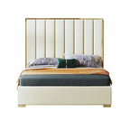Tall-Back Upholstered Bed in Microfiber Leather
