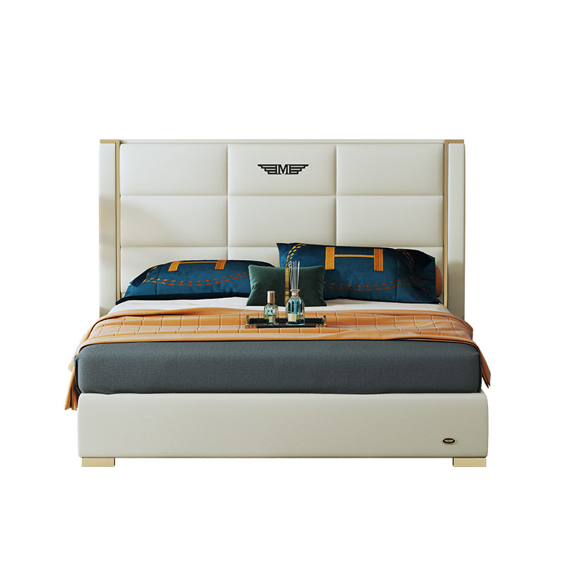 Tall-Back Microfiber Leather Upholstered Bed