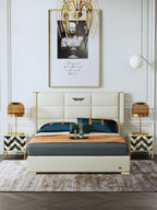 Tall-Back Microfiber Leather Upholstered Bed