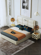 Tall-Back Microfiber Leather Upholstered Bed