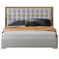 Microfiber Leather Upholstered Bed with Tall-Back Headboard