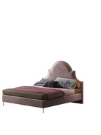 Statement-Height Velvet Upholstered Bed with Metal Accents