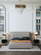 Tailored Tall-Back Microfiber Leather Upholstered Bed