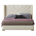 Microfiber Leather Bed with Tall Upholstered Headboard