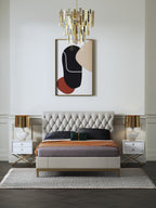 Mid-Height Microfiber Leather Upholstered Bed