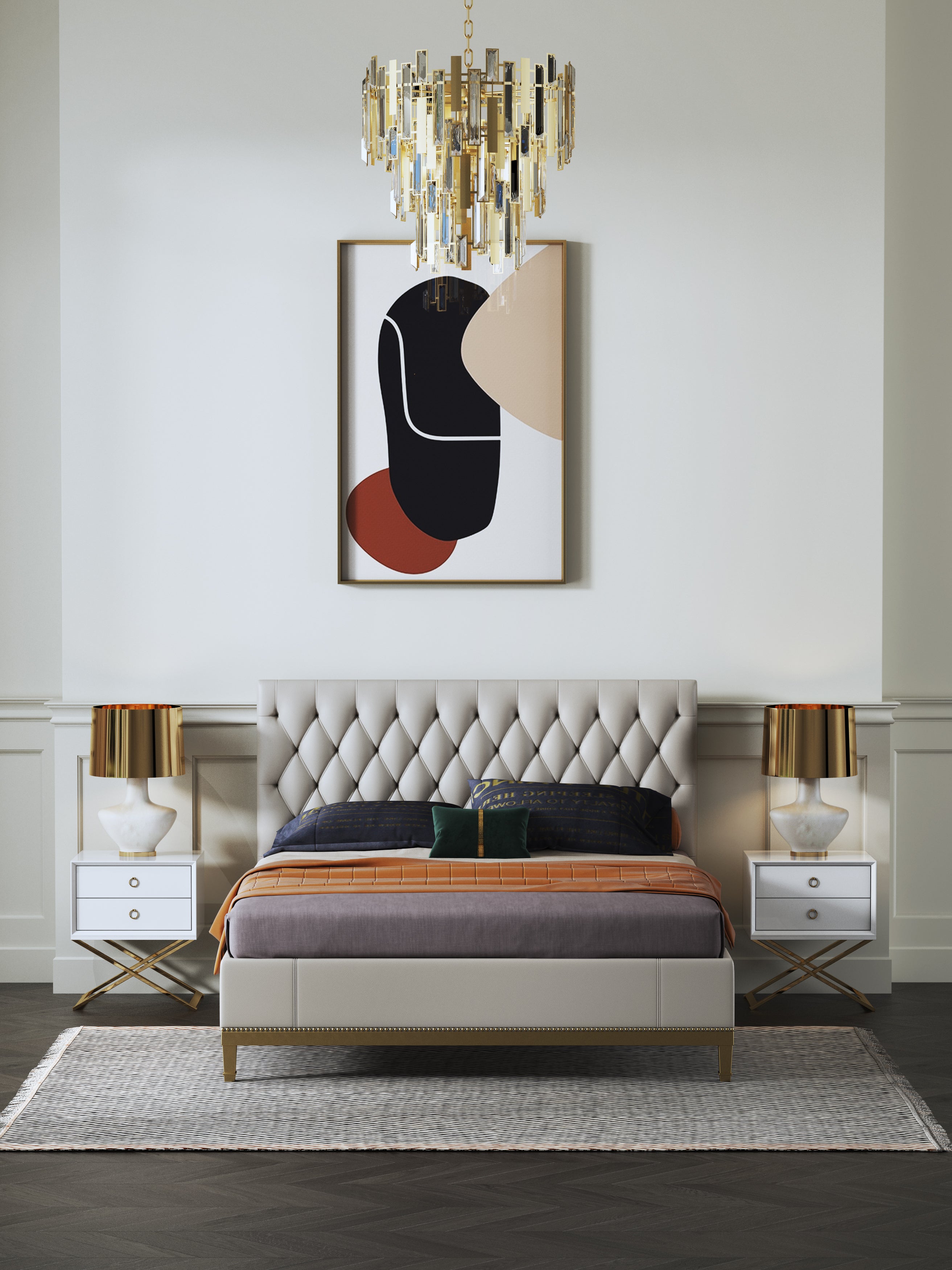 Mid-Height Microfiber Leather Upholstered Bed