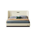 Microfiber Leather Upholstered Bed with Mid-Height Headboard