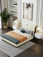 Microfiber Leather Upholstered Bed with Mid-Height Headboard