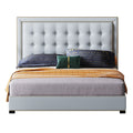 Microfiber Leather Upholstered Bed with Tailored Statement-Height Profile