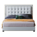 Microfiber Leather Upholstered Bed with Tailored Statement-Height Profile