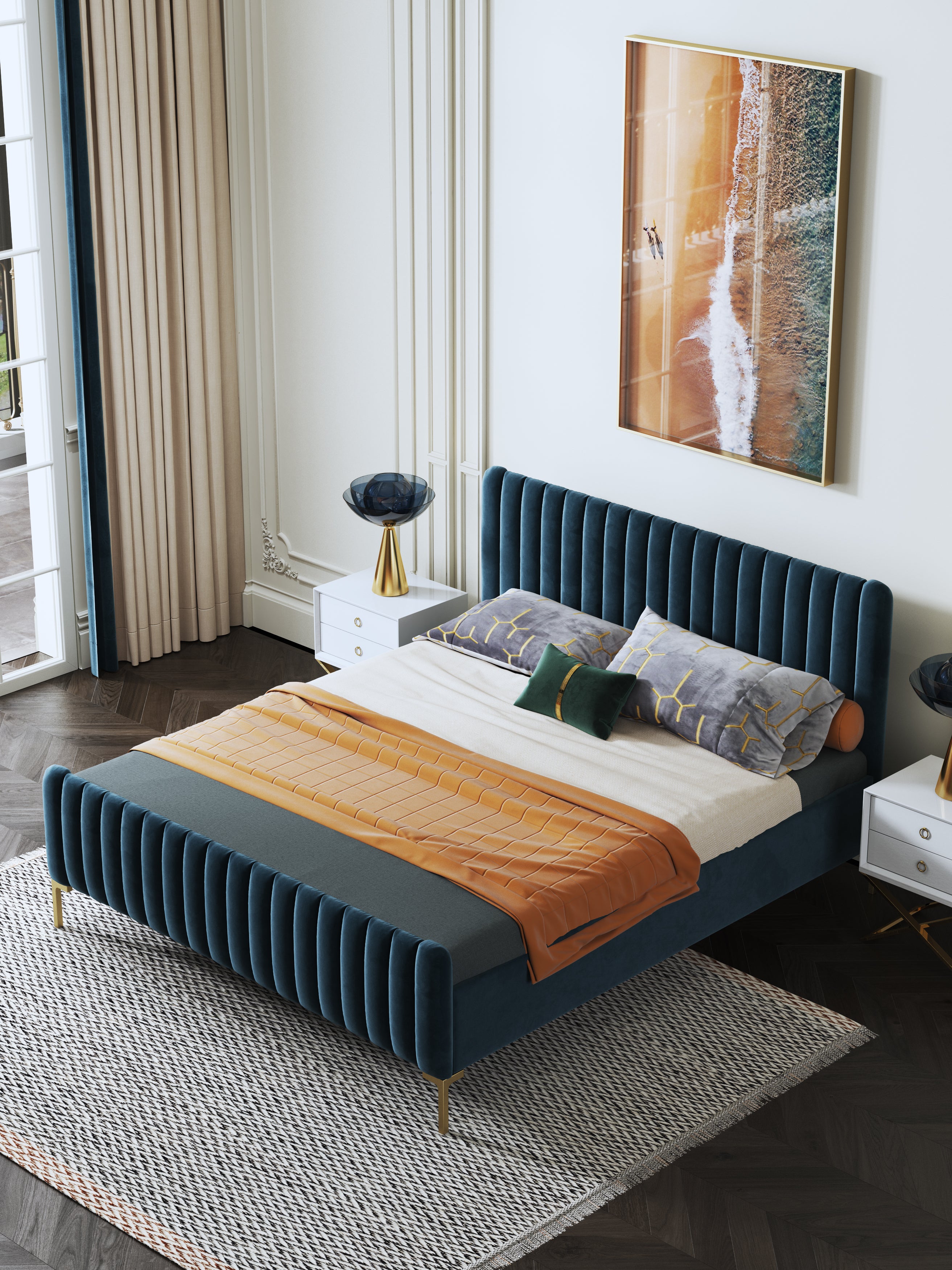 Mid-Height Upholstered Bed in Velvet