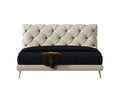 Genuine Leather Upholstered Bed with Low-Profile Headboard