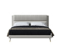 Genuine Leather Upholstered Bed with Structured Upholstered Headboard