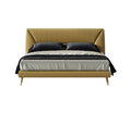 Low-Profile Genuine Leather Upholstered Bed with Metal Accents