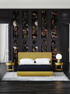 Upholstered Bed with Tailored Tall-Back Profile