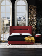 Mid-Height Upholstered Bed in Microfiber Leather