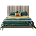 Velvet Upholstered Bed with Mid-Height Headboard