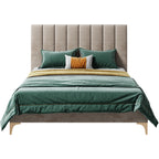 Velvet Upholstered Bed with Mid-Height Headboard