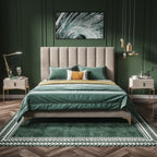 Velvet Upholstered Bed with Mid-Height Headboard