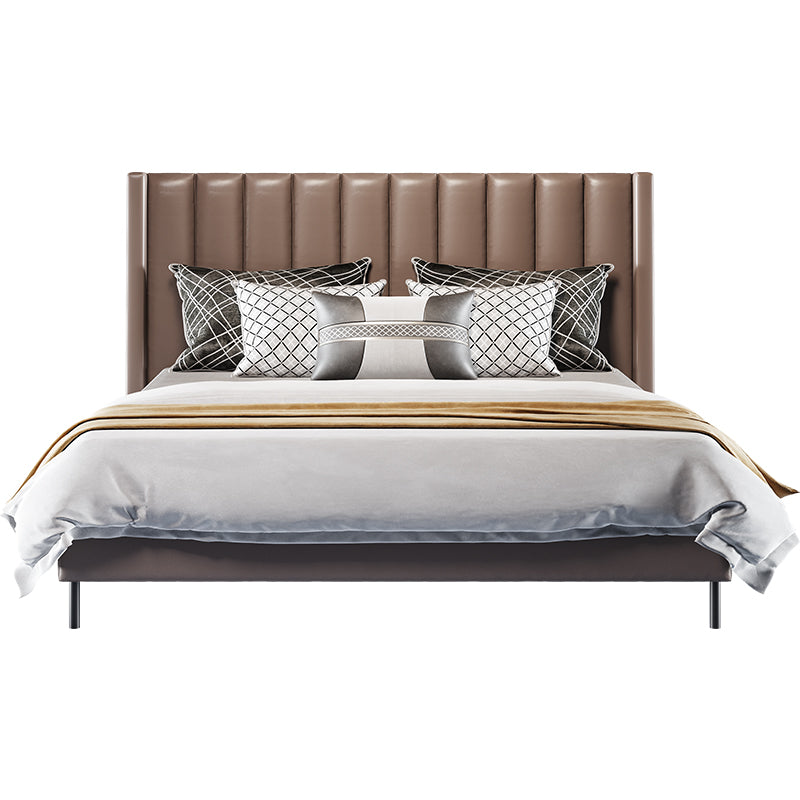 Mid-Height Headboard Microfiber Leather Upholstered Bed