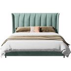 Structured Mid-Height Velvet Upholstered Bed