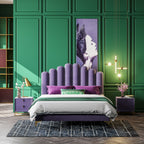 Tall-Back Upholstered Bed in Velvet